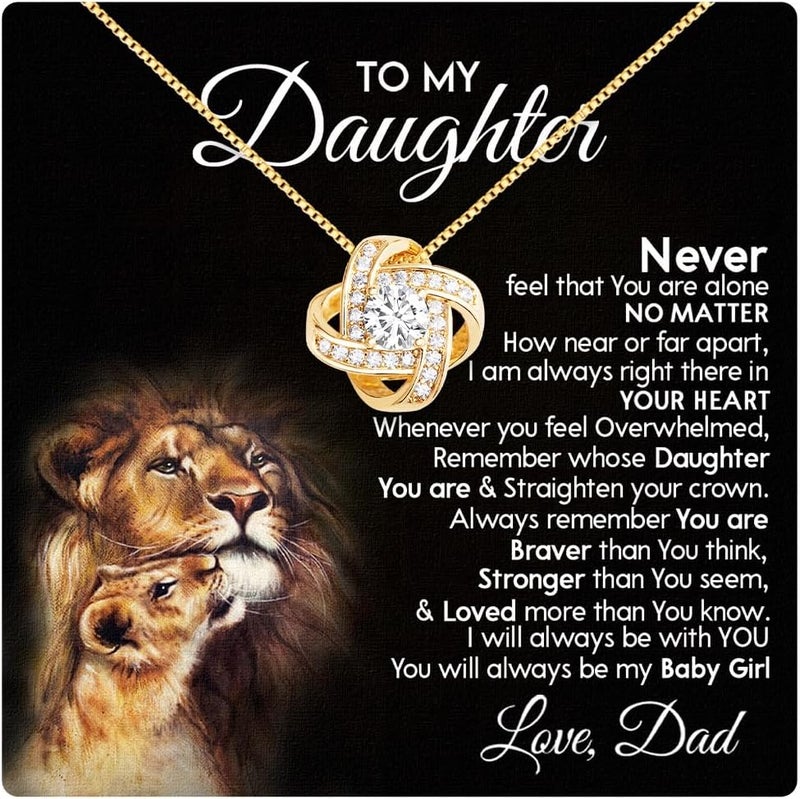Larvincy To My Daughter Necklace From Dad With Heartfelt Message & Elegant Box, Gifts For Daughter From Father, Beautiful Jewelry Gift From Love Daddy On Graduation, Birthday, Wedding, Christmas - Image 1